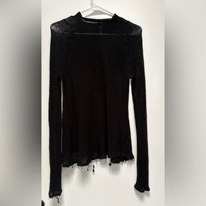 Free People Intimately Black Sheer Turtleneck Sweater top